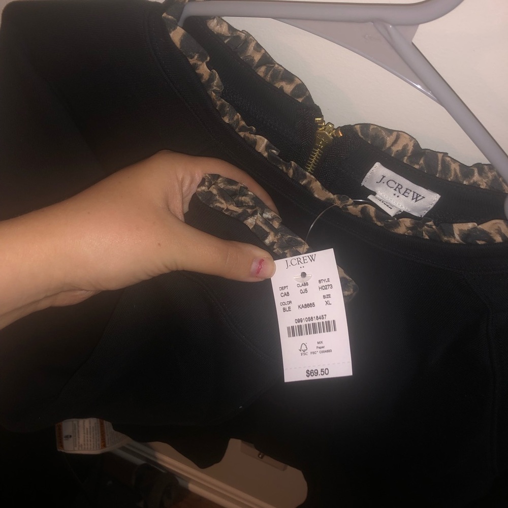 J Crew - cheetah and black crew neck